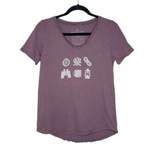 United by Blue Camping Gear Print V Neck Cotton Tee size Large